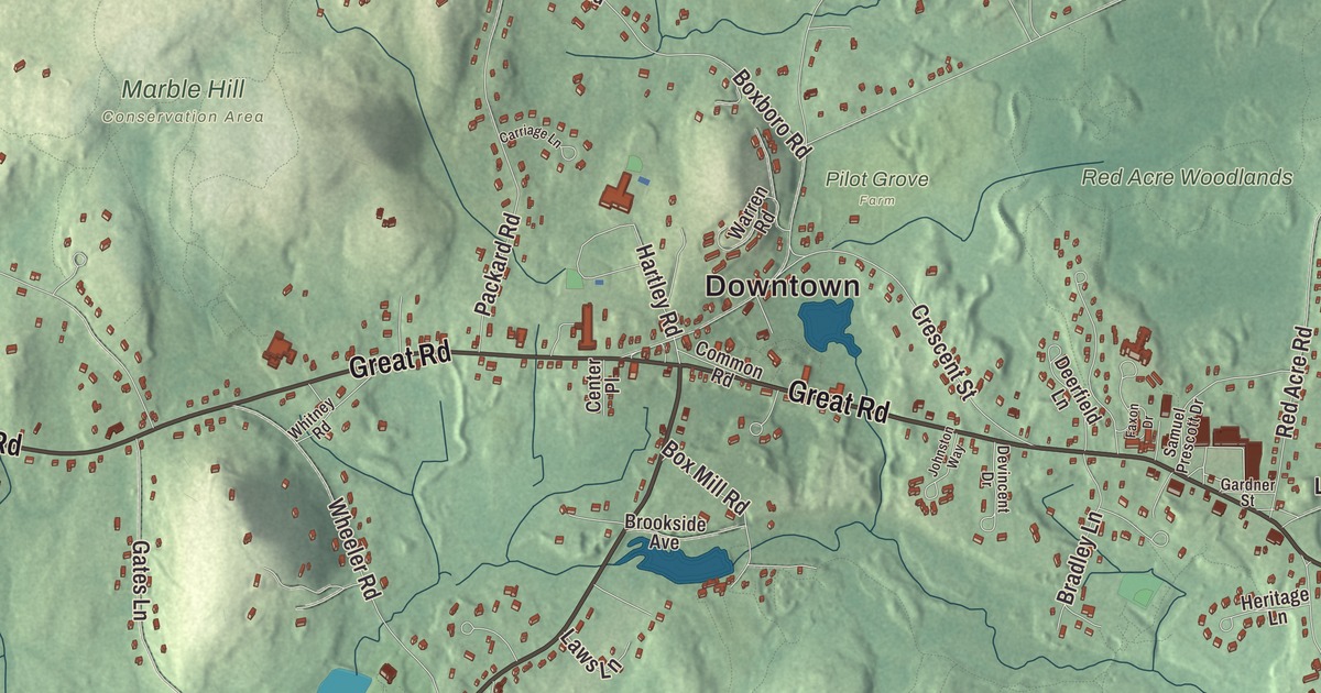 Beautifully Detailed Map of Stow, Massachusetts