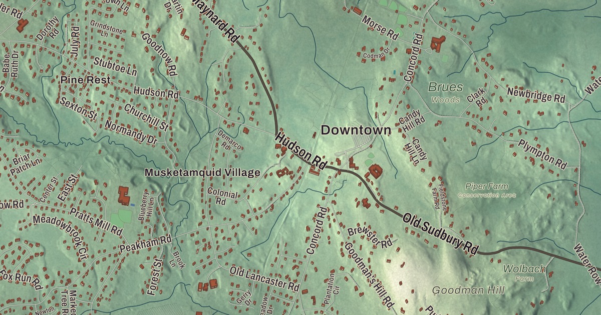 Beautifully Detailed Map of Sudbury, Massachusetts