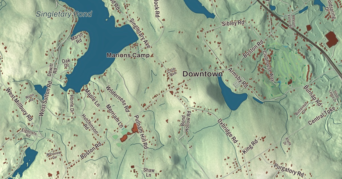 Beautifully Detailed Map of Sutton, Massachusetts
