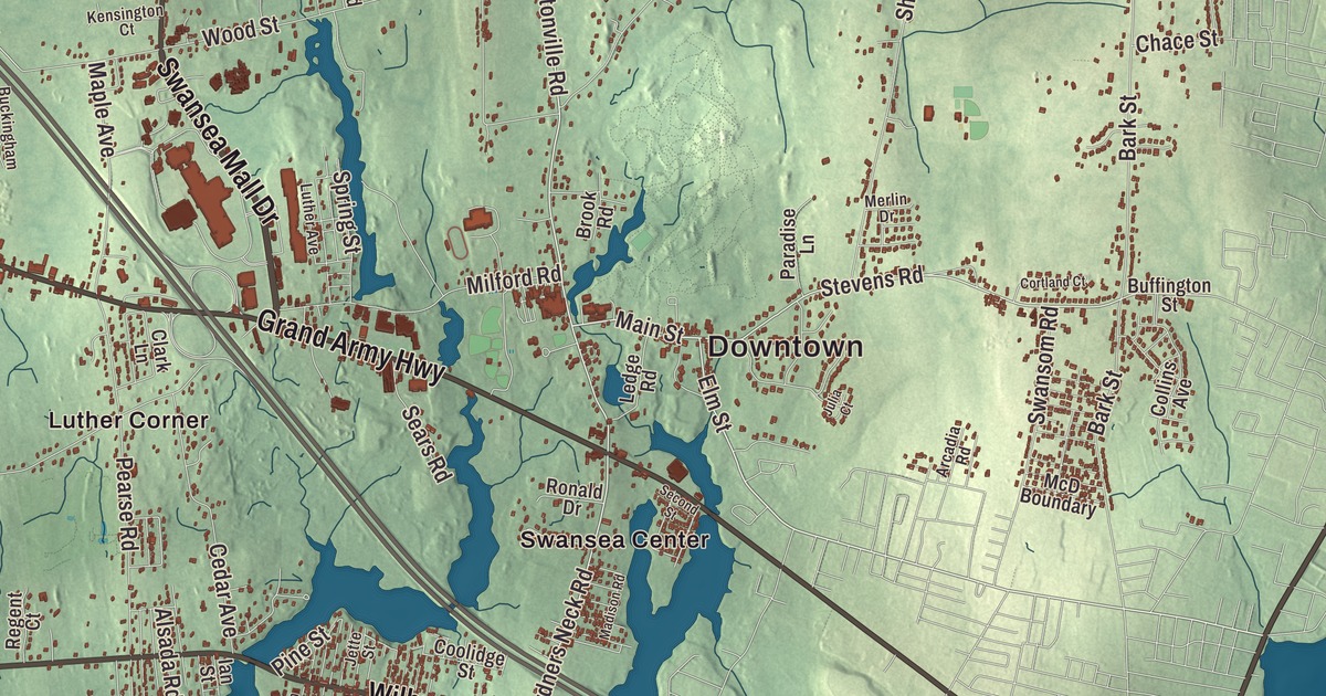 Beautifully Detailed Map of Swansea, Massachusetts