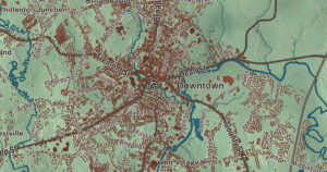 Close-up of the Taunton, Massachusetts aerial map