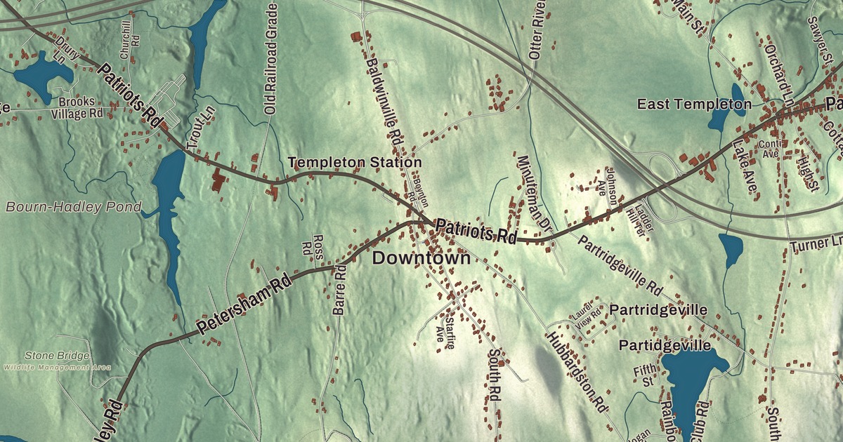 Beautifully Detailed Map of Templeton, Massachusetts