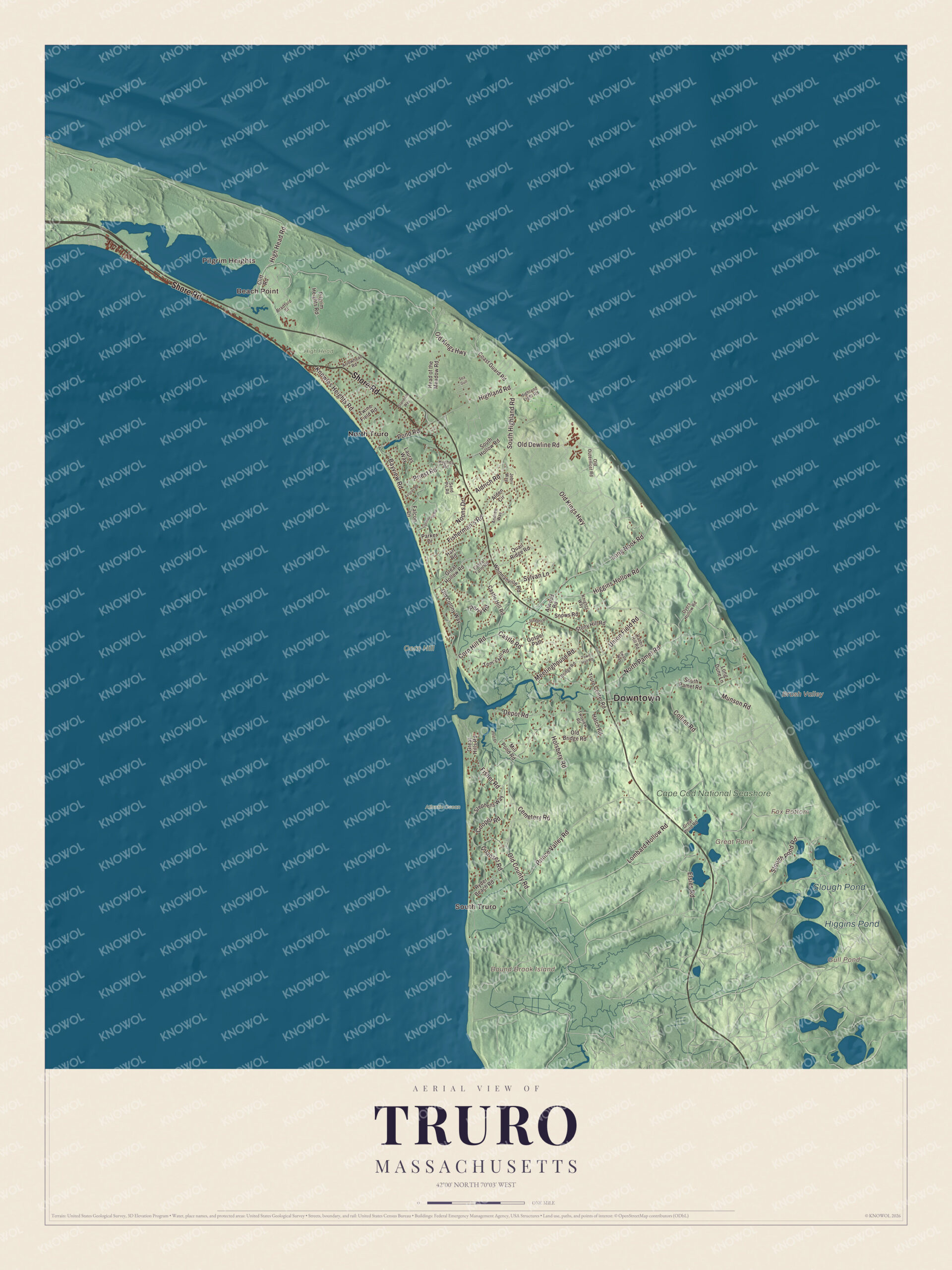 Protected watermarked complete map of Truro, Massachusetts