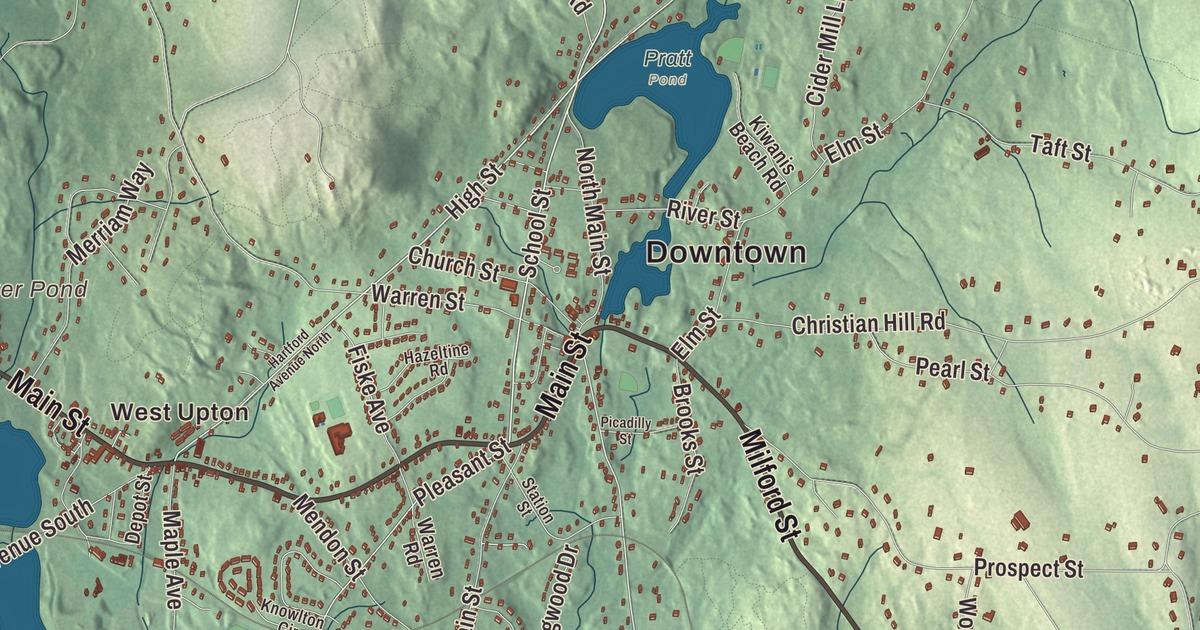 Beautifully Detailed Map of Upton, Massachusetts