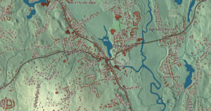 Close-up of the Uxbridge, Massachusetts aerial map