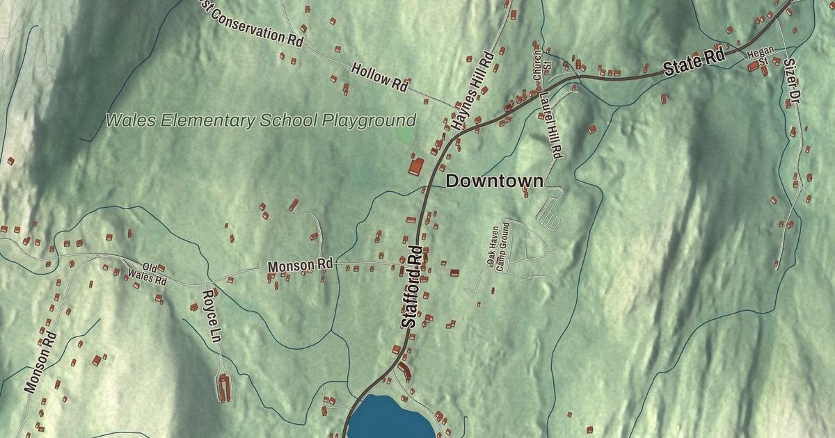 Beautifully Detailed Map of Wales, Massachusetts