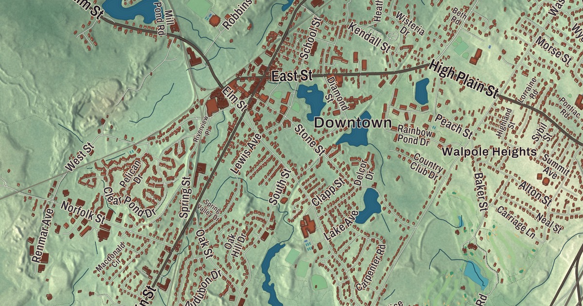 Beautifully Detailed Map of Walpole, Massachusetts