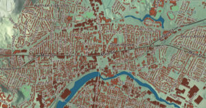 Close-up of the Waltham, Massachusetts aerial map
