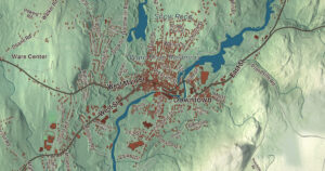 Close-up of the Ware, Massachusetts aerial map