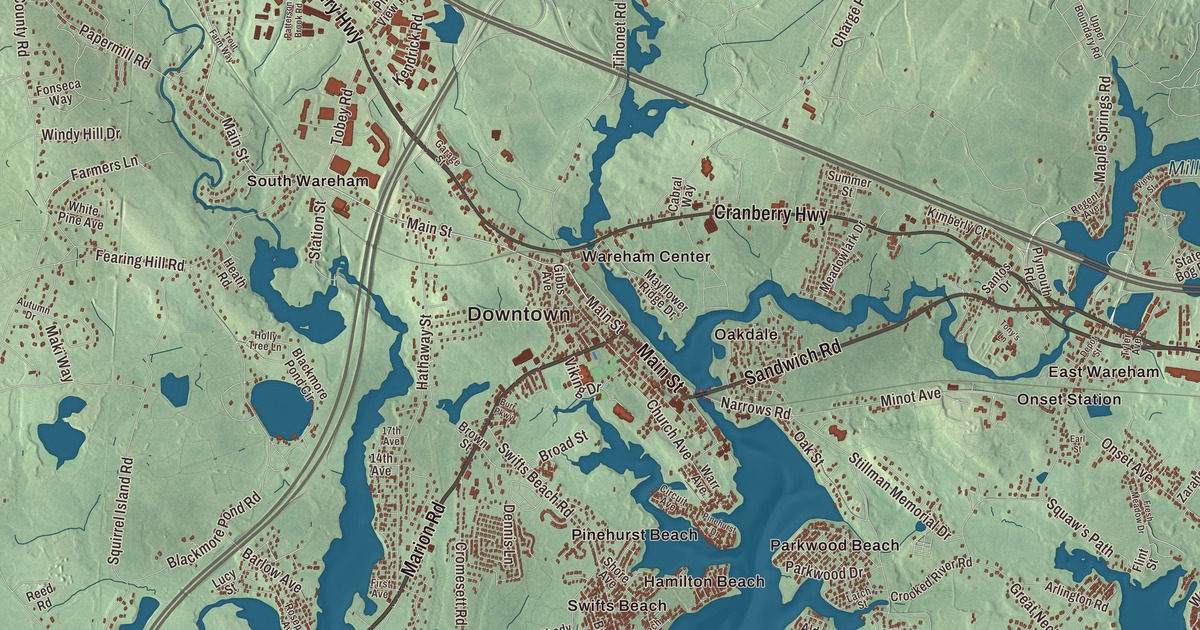 Beautifully Detailed Map of Wareham, Massachusetts