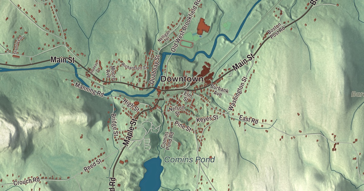 Beautifully Detailed Map of Warren, Massachusetts