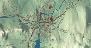 Close-up of the Warren, Massachusetts aerial map
