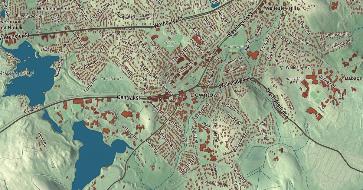 Beautifully Detailed Map of Wellesley, Massachusetts