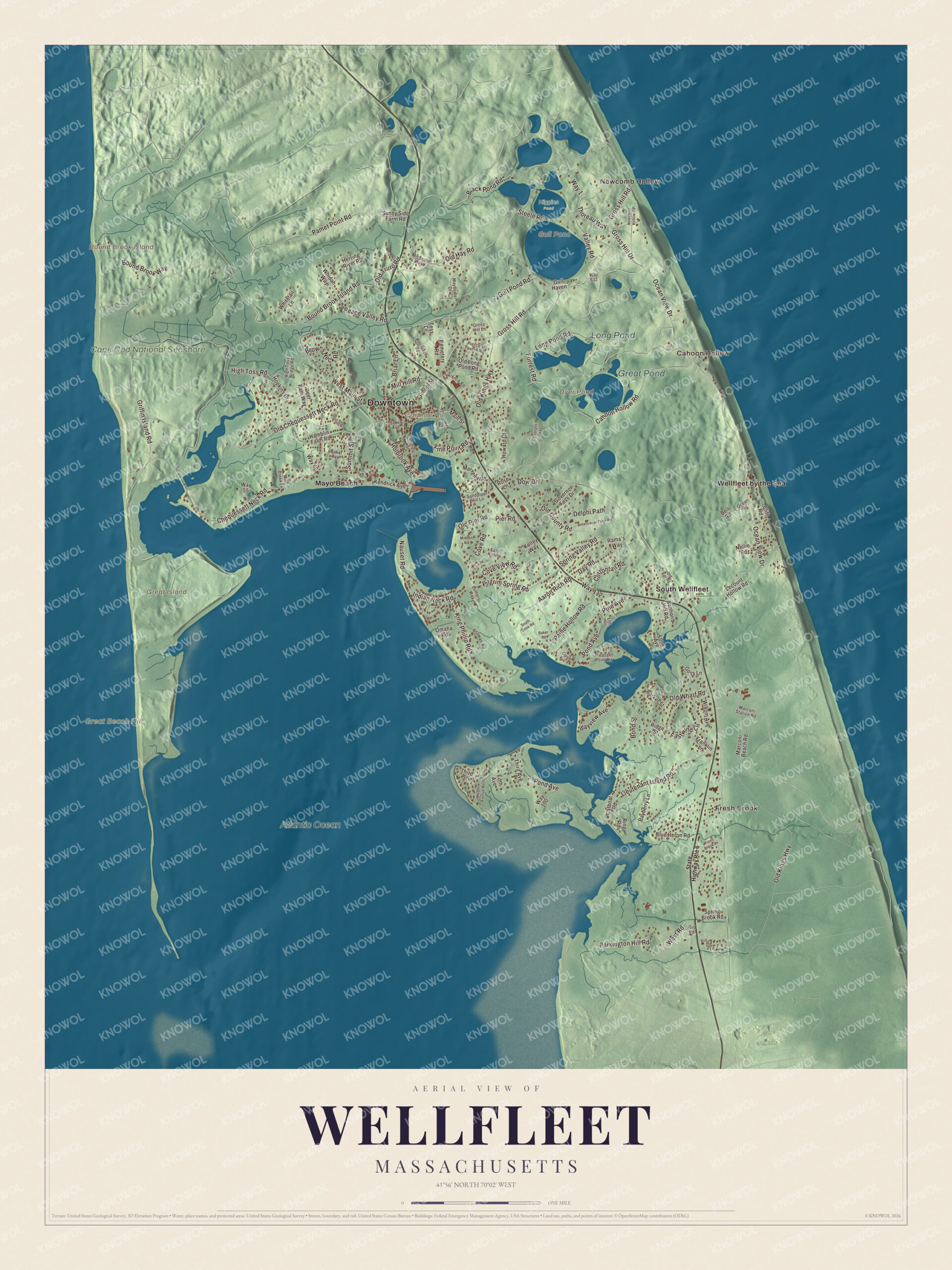 Protected watermarked complete map of Wellfleet, Massachusetts