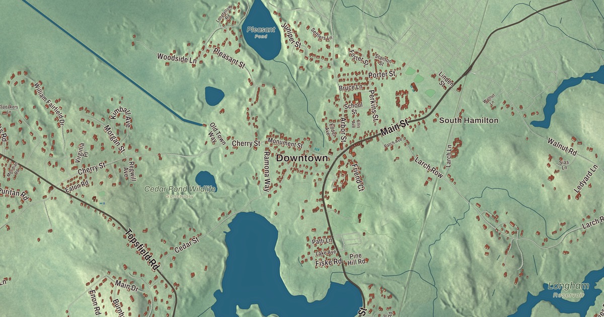 Beautifully Detailed Map of Wenham, Massachusetts