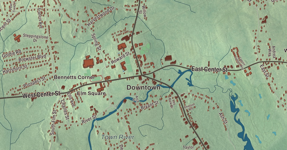 Beautifully Detailed Map of West Bridgewater, Massachusetts