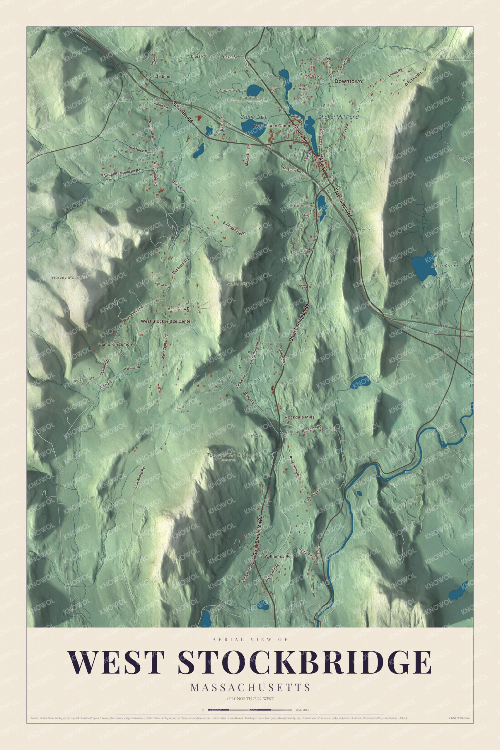 Protected watermarked complete map of West Stockbridge, Massachusetts