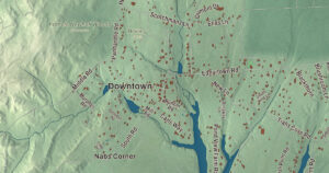 Close-up of the West Tisbury, Massachusetts aerial map