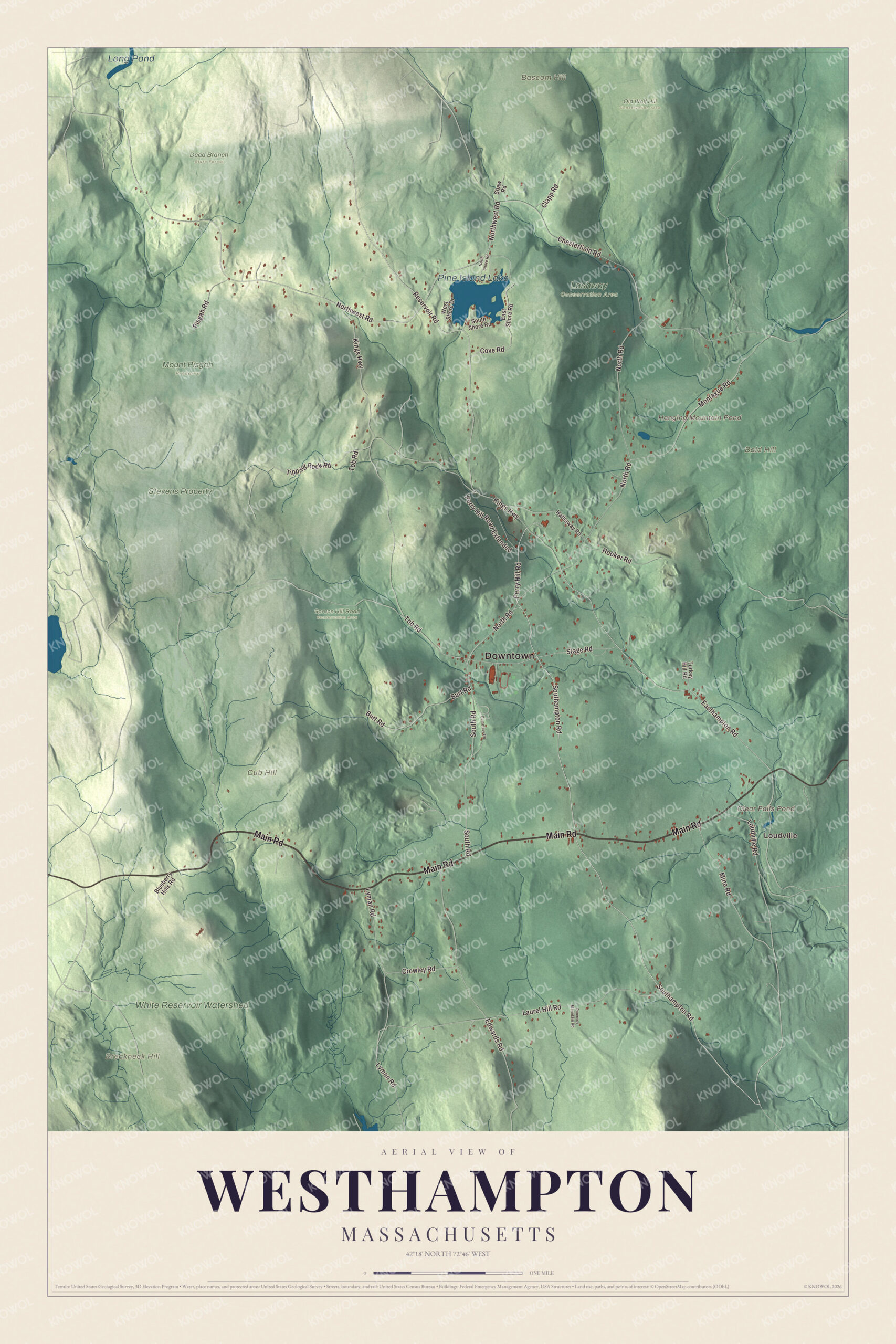 Protected watermarked complete map of Westhampton, Massachusetts
