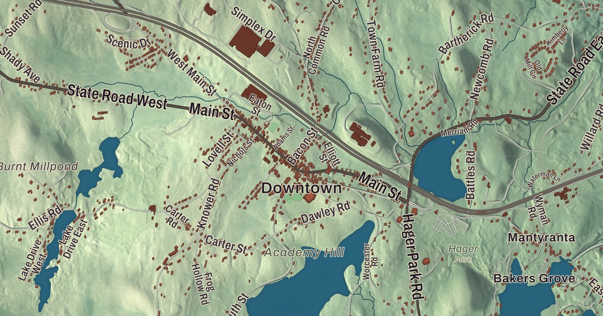 Beautifully Detailed Map of Westminster, Massachusetts