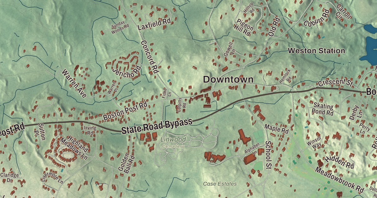 Beautifully Detailed Map of Weston, Massachusetts