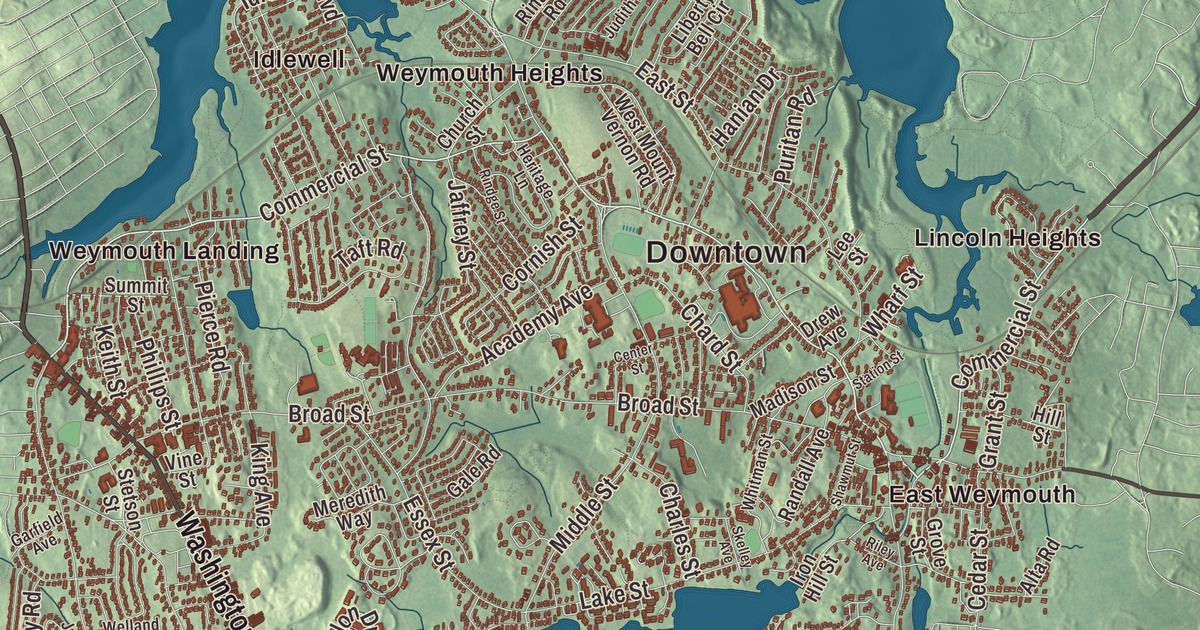 Beautifully Detailed Map of Weymouth, Massachusetts