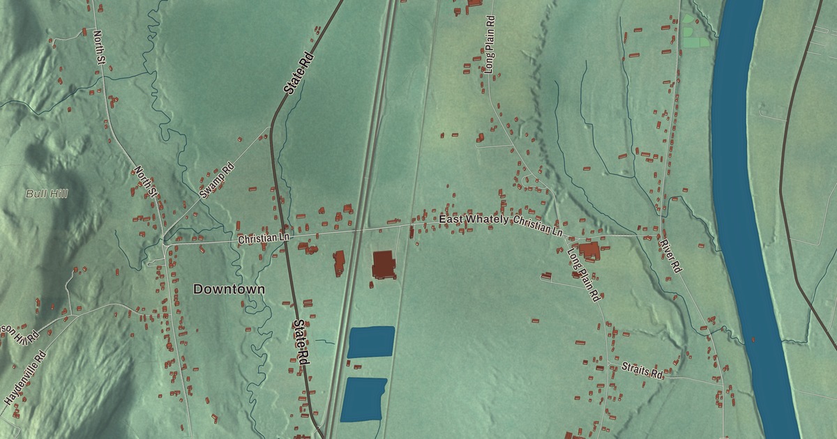 Beautifully Detailed Map of Whately, Massachusetts