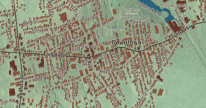 Close-up of the Whitman, Massachusetts aerial map