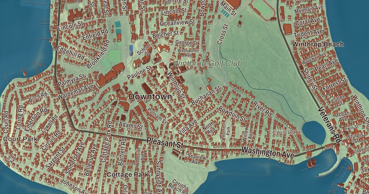 Beautifully Detailed Map of Winthrop, Massachusetts