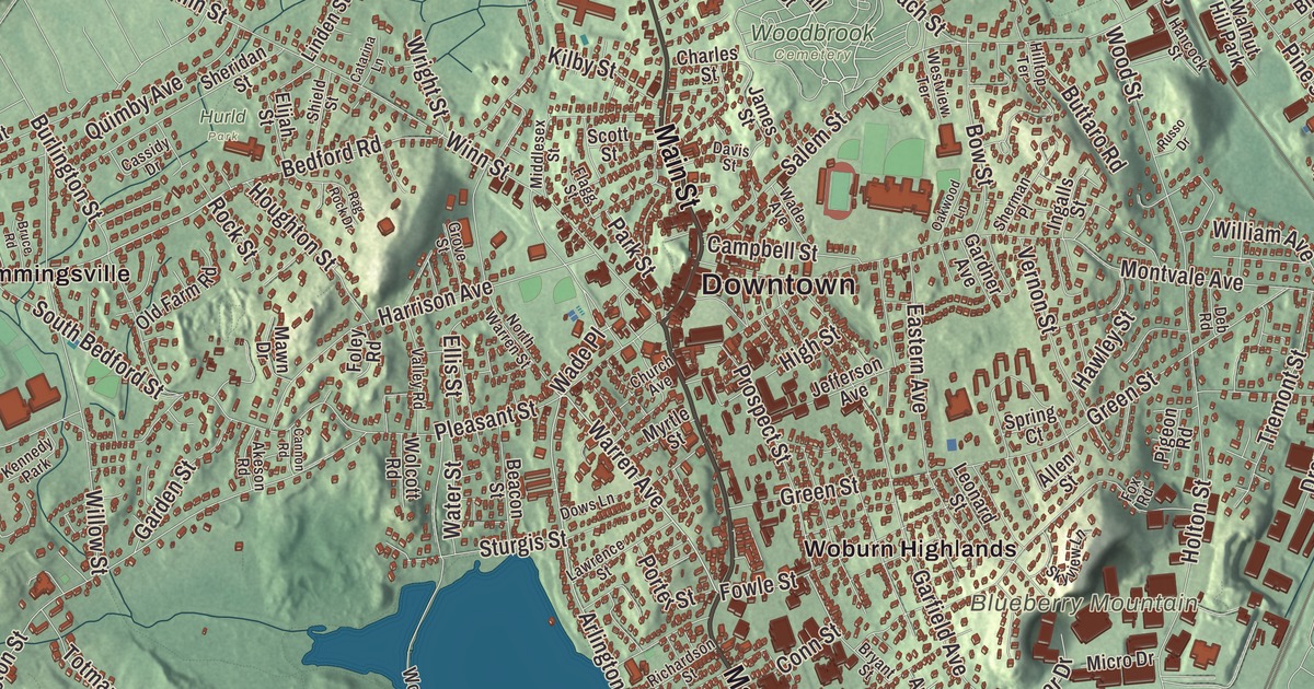 Beautifully Detailed Map of Woburn, Massachusetts