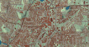 Close-up of the Worcester, Massachusetts aerial map