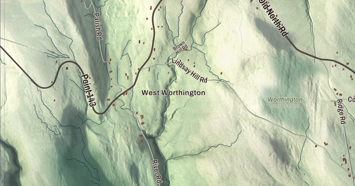 Beautifully Detailed Map of Worthington, Massachusetts