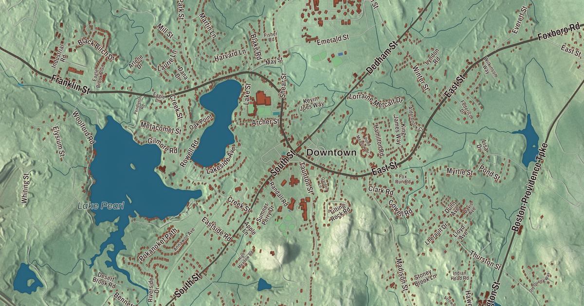 Beautifully Detailed Map of Wrentham, Massachusetts