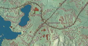 Close-up of the Wrentham, Massachusetts aerial map