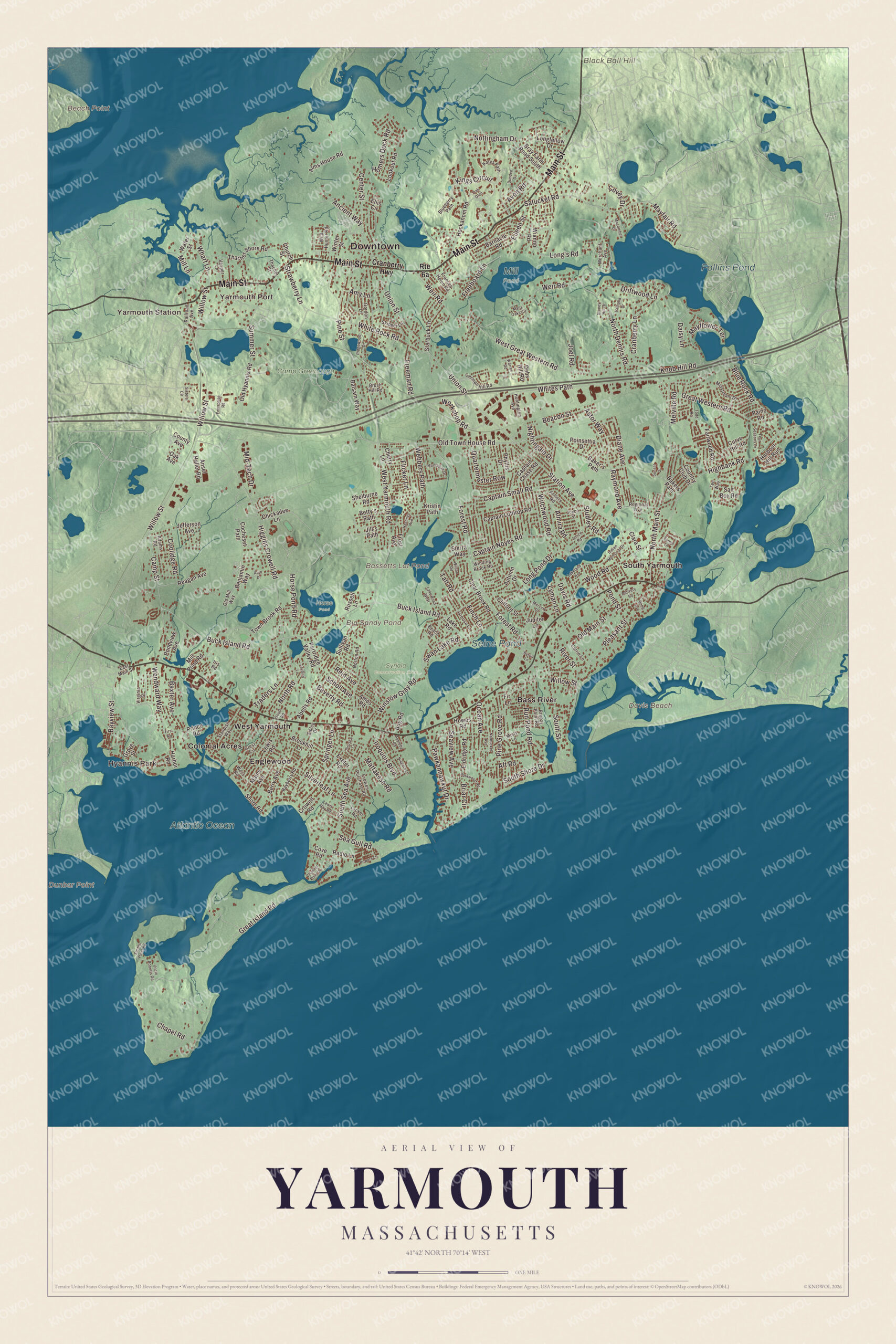 Protected watermarked complete map of Yarmouth, Massachusetts