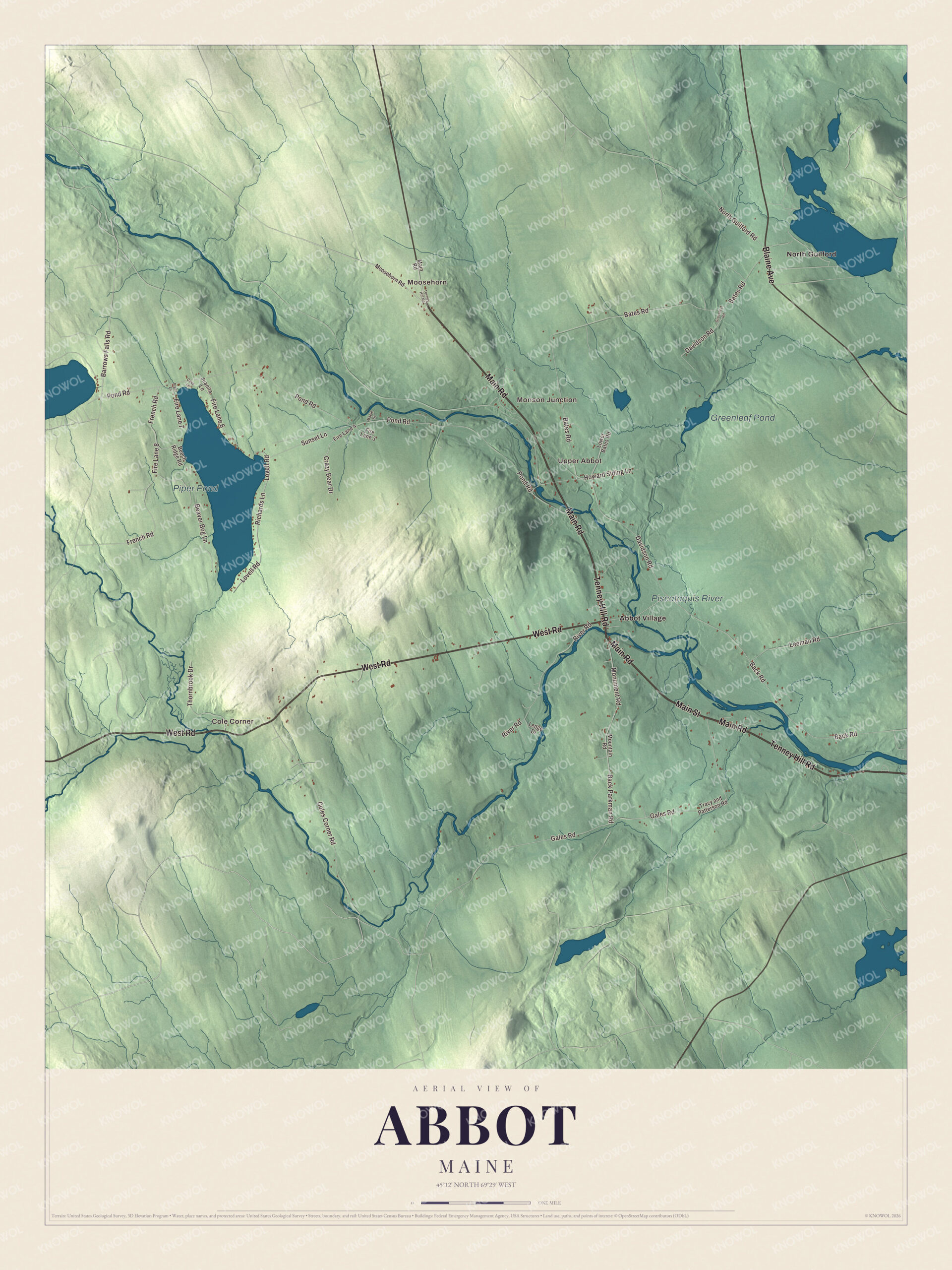 Protected watermarked complete map of Abbot, Maine