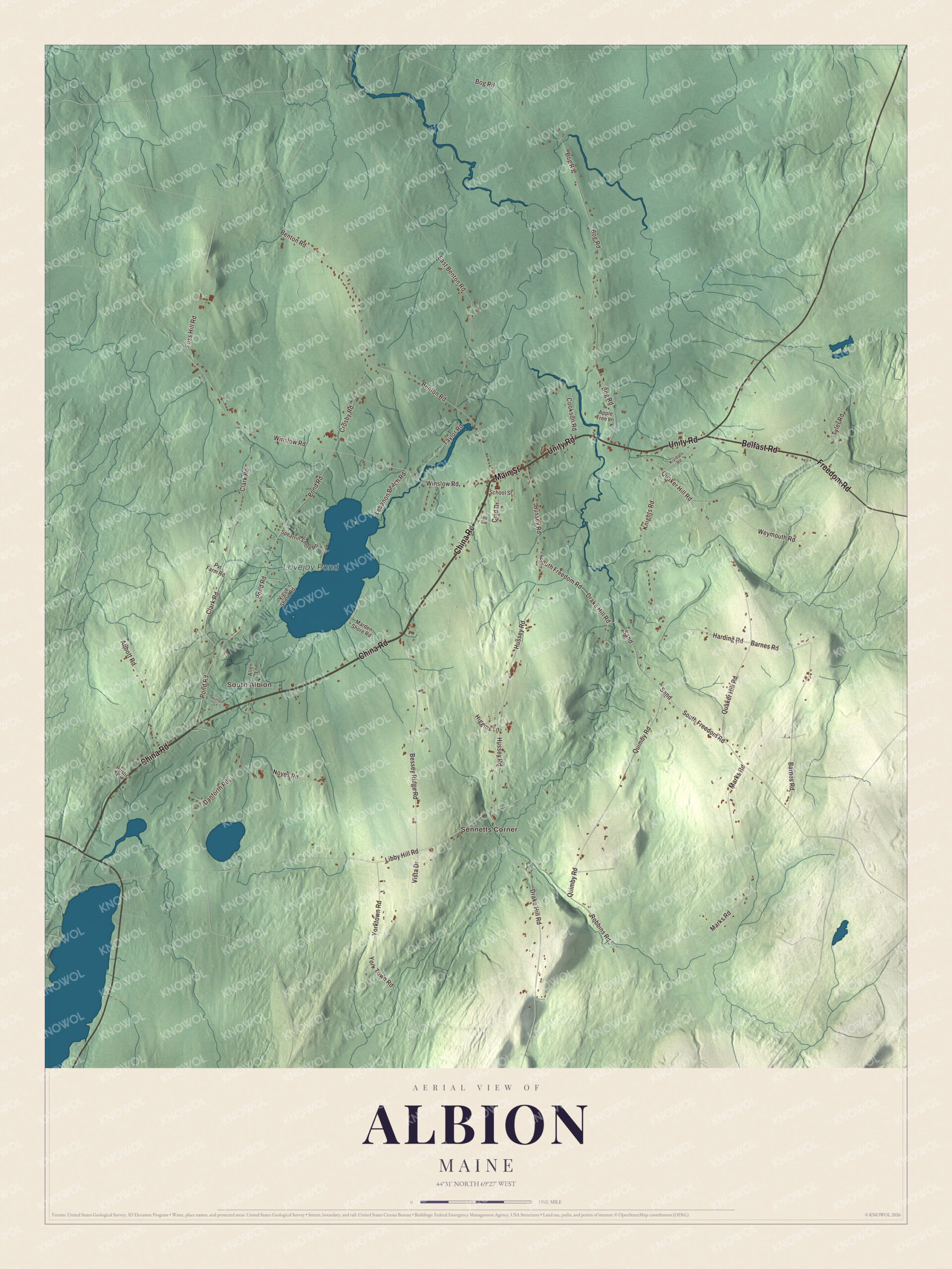 Protected watermarked complete map of Albion, Maine
