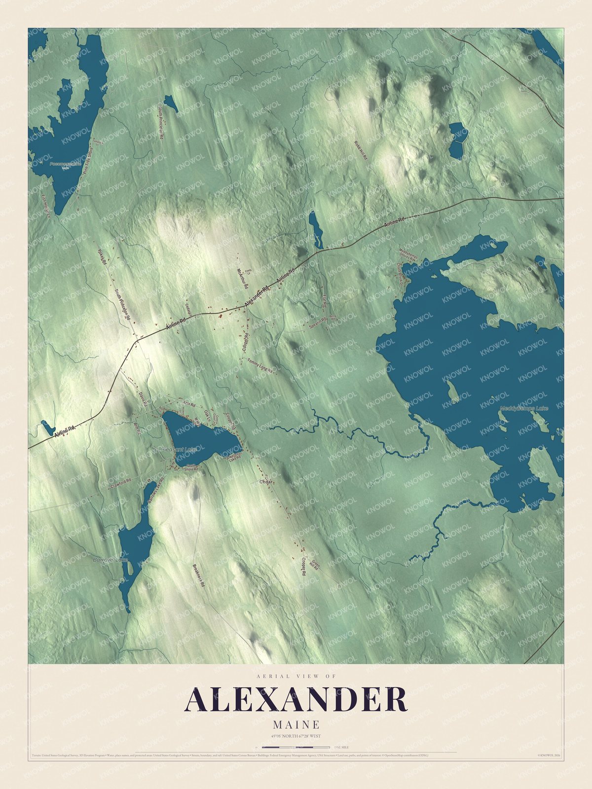 Watermarked full-map preview of Alexander, Maine