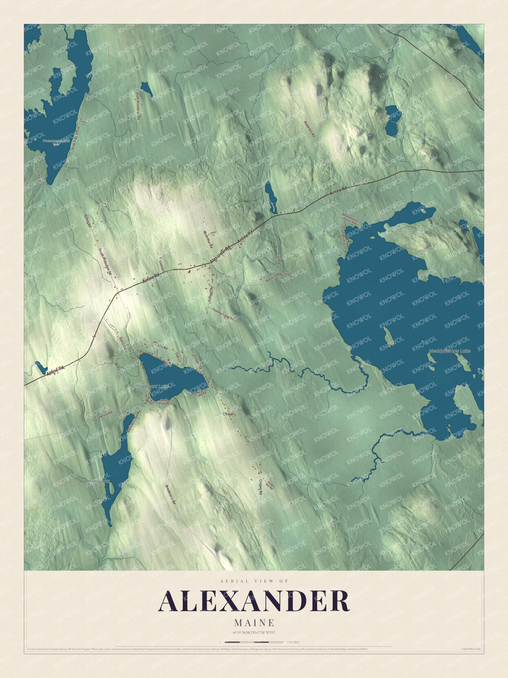 Protected watermarked complete map of Alexander, Maine