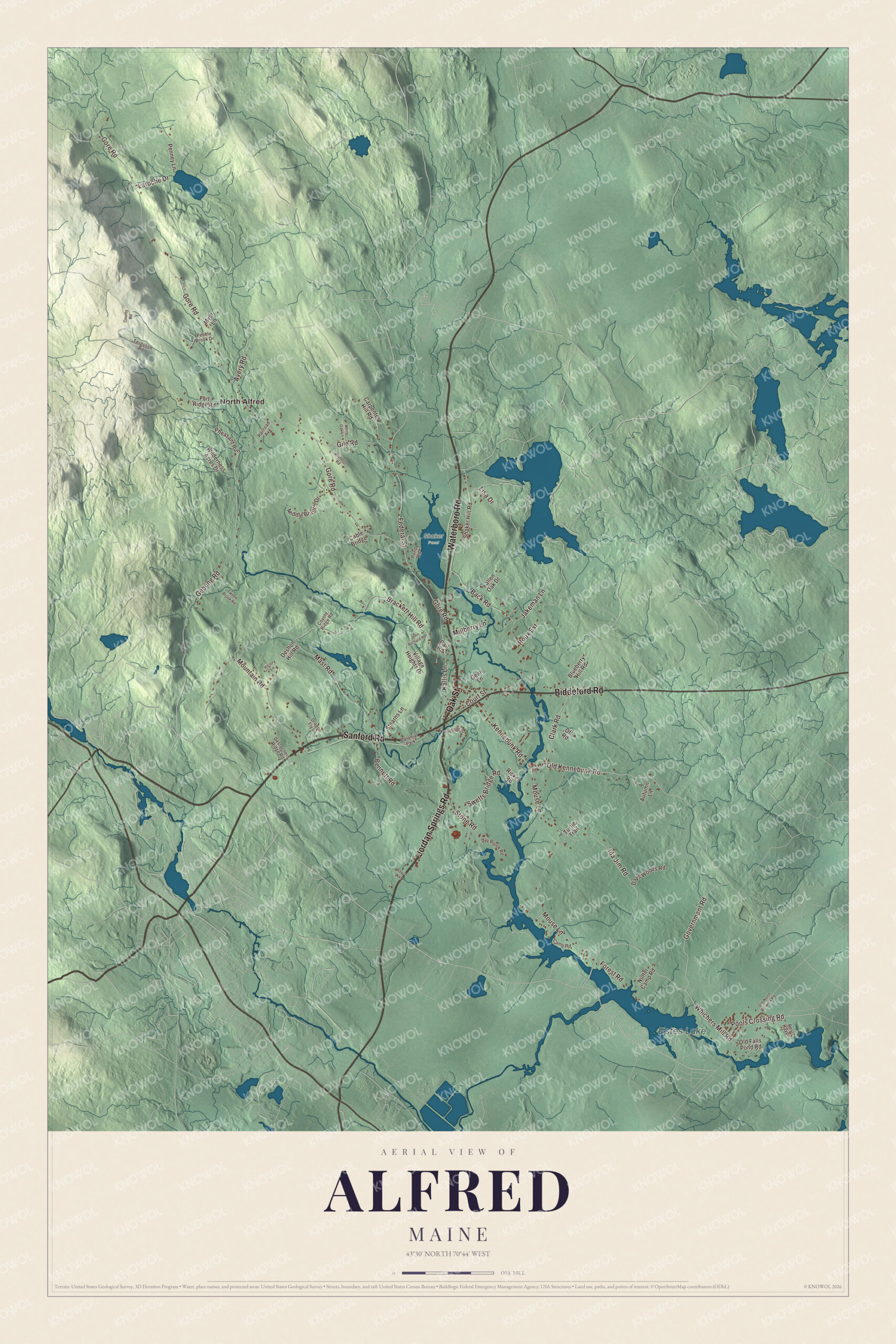 Protected watermarked complete map of Alfred, Maine