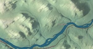 Close-up of the Allagash, Maine aerial map