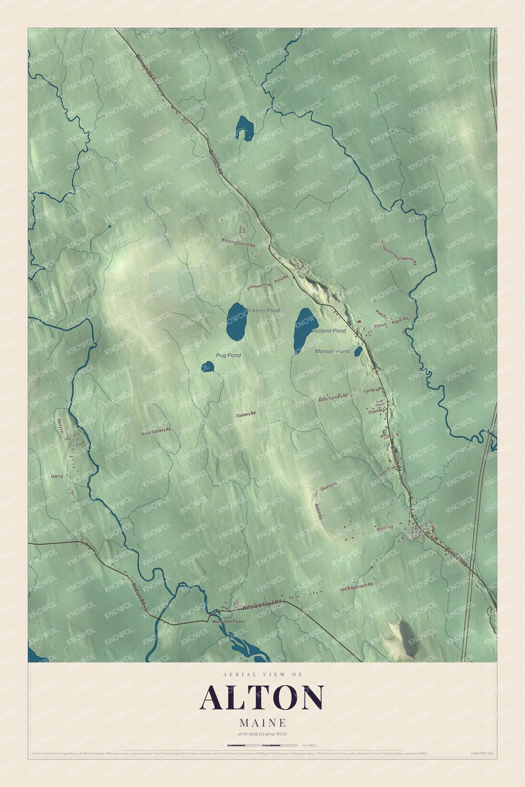 Watermarked full-map preview of Alton, Maine