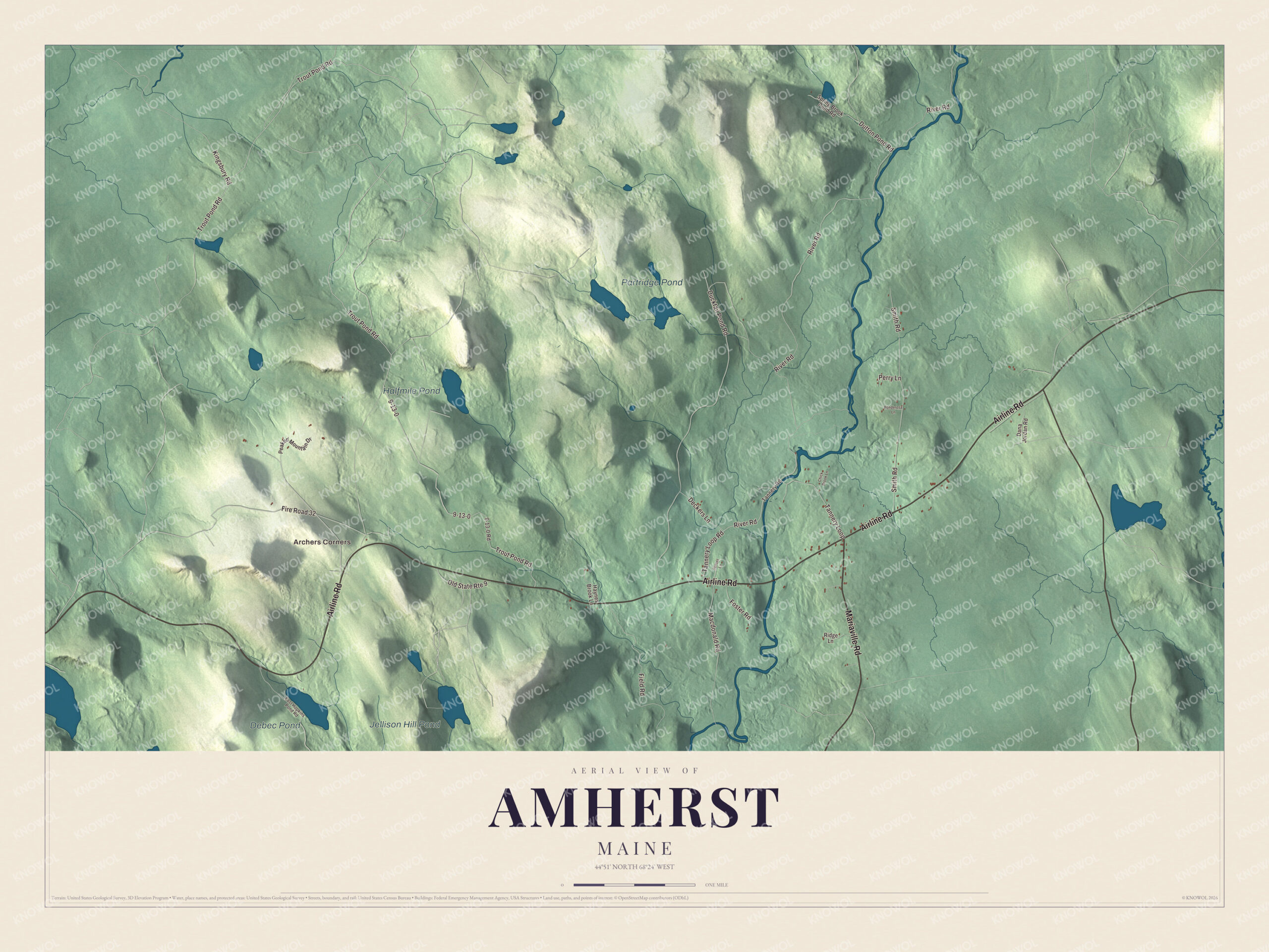 Protected watermarked complete map of Amherst, Maine