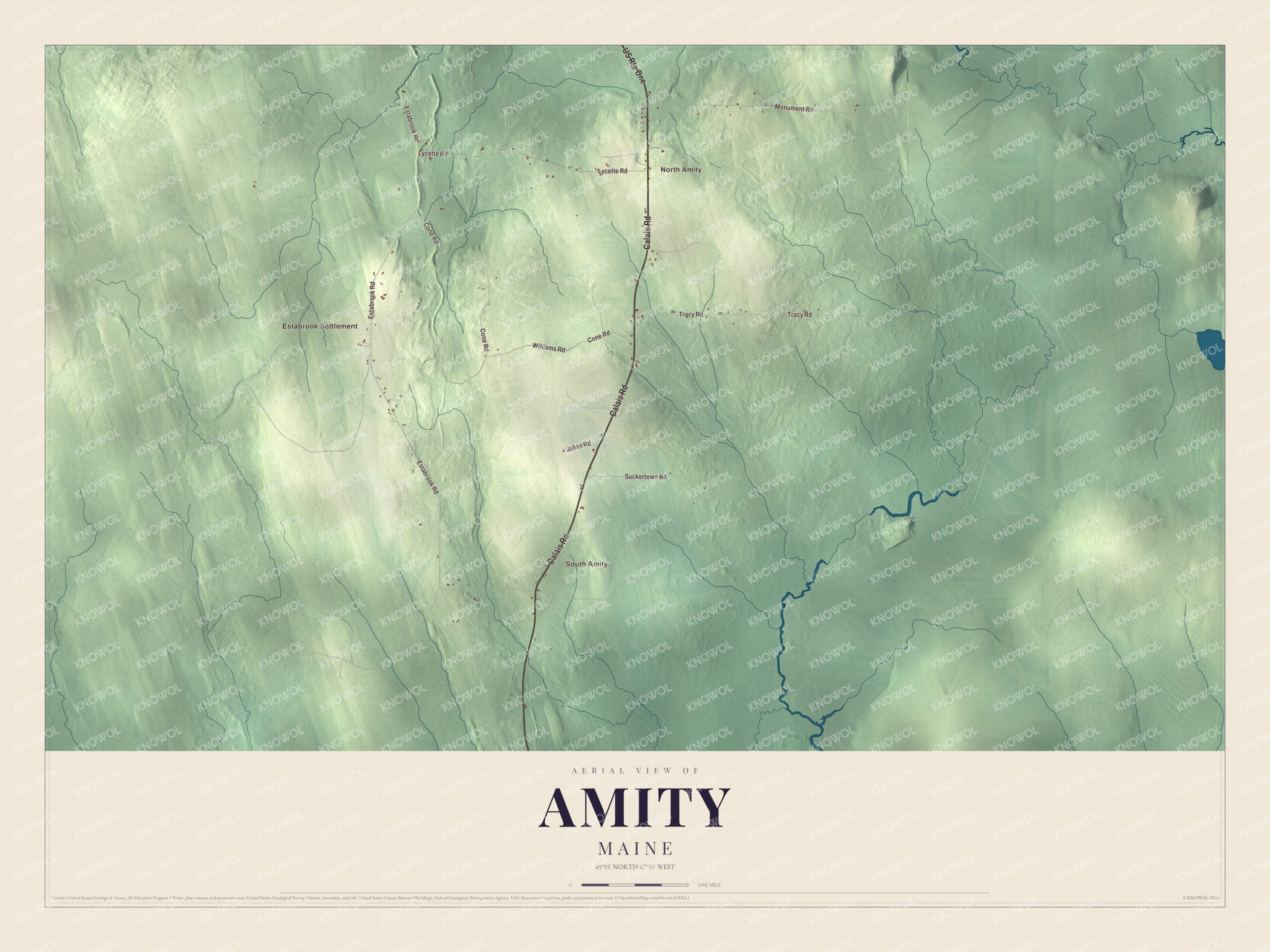 Protected watermarked complete map of Amity, Maine