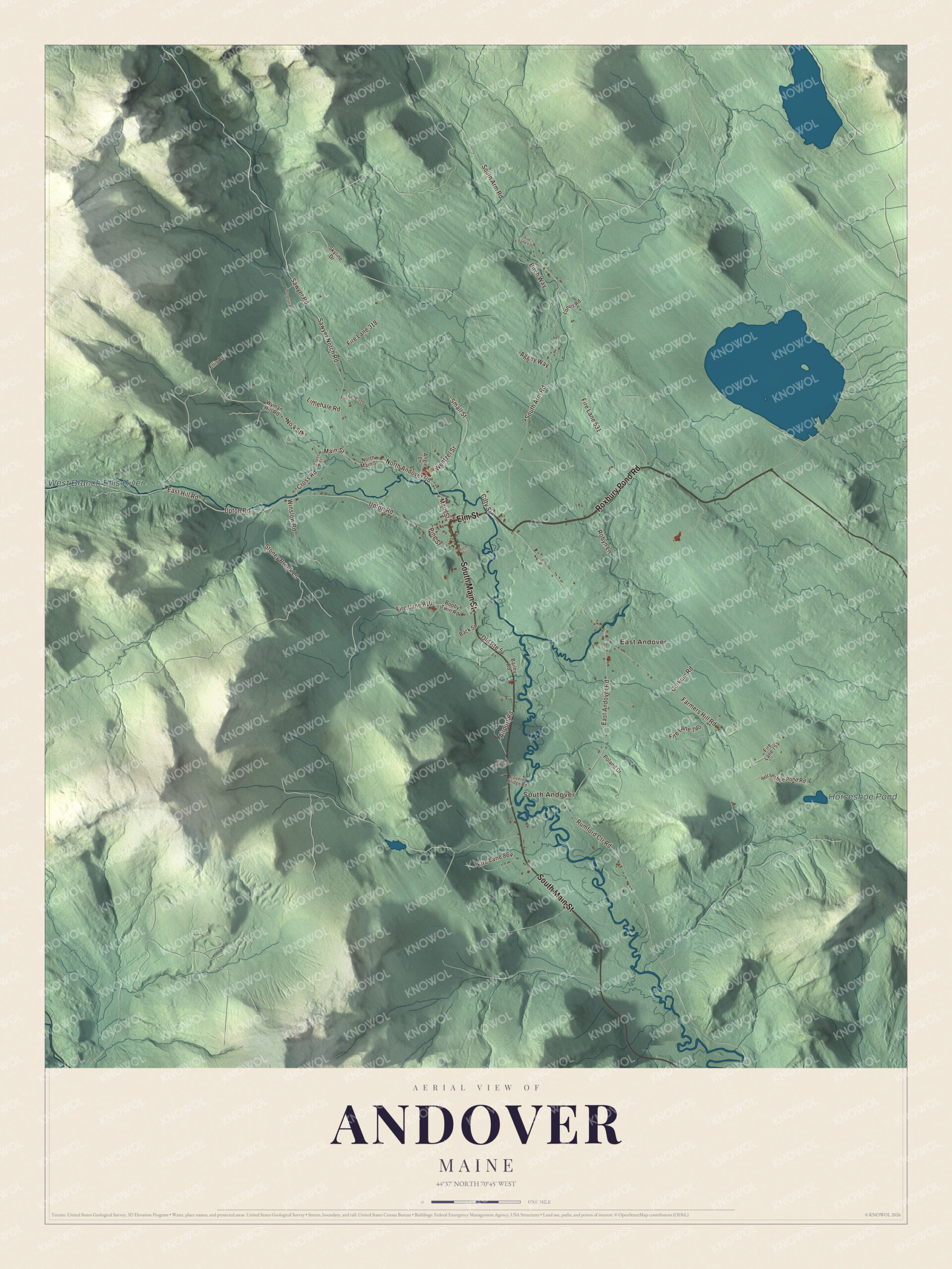 Protected watermarked complete map of Andover, Maine