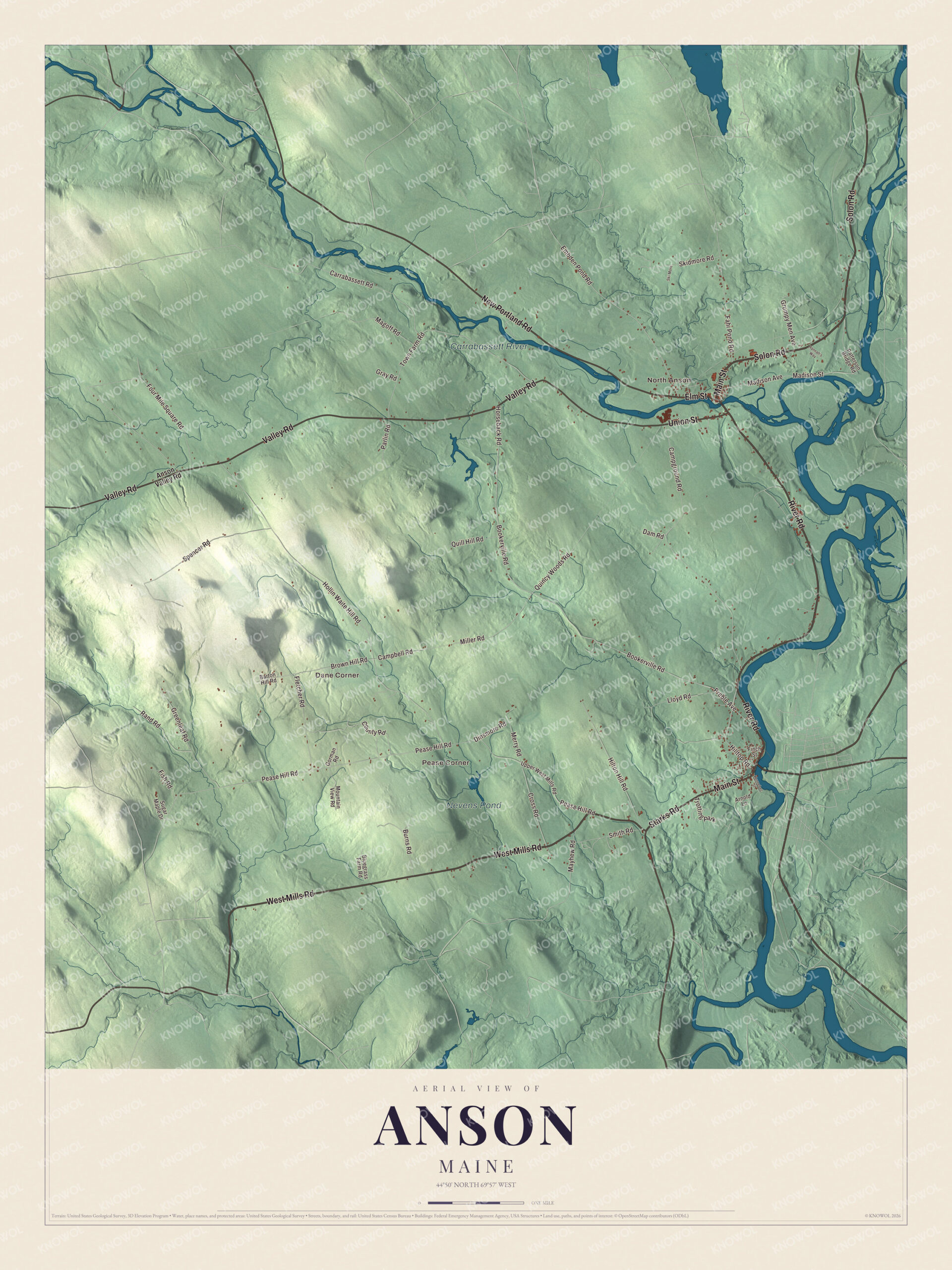 Protected watermarked complete map of Anson, Maine
