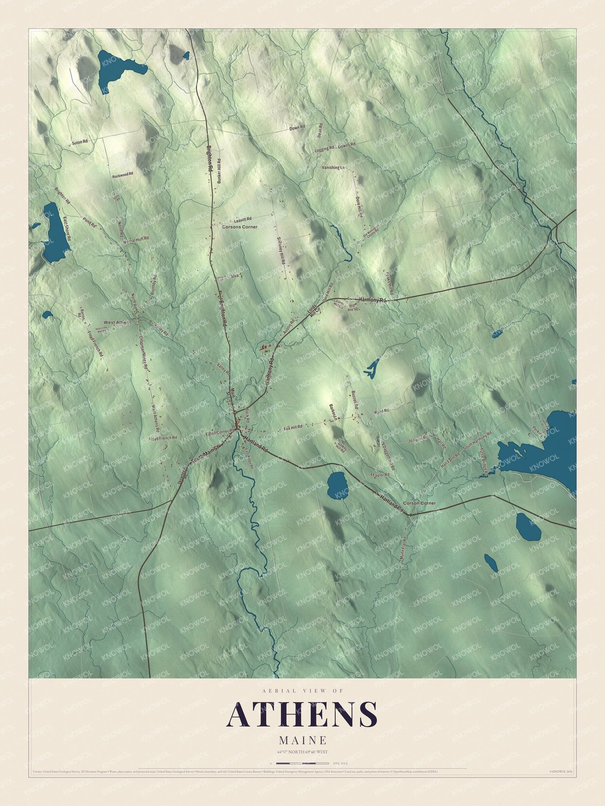 Watermarked full-map preview of Athens, Maine