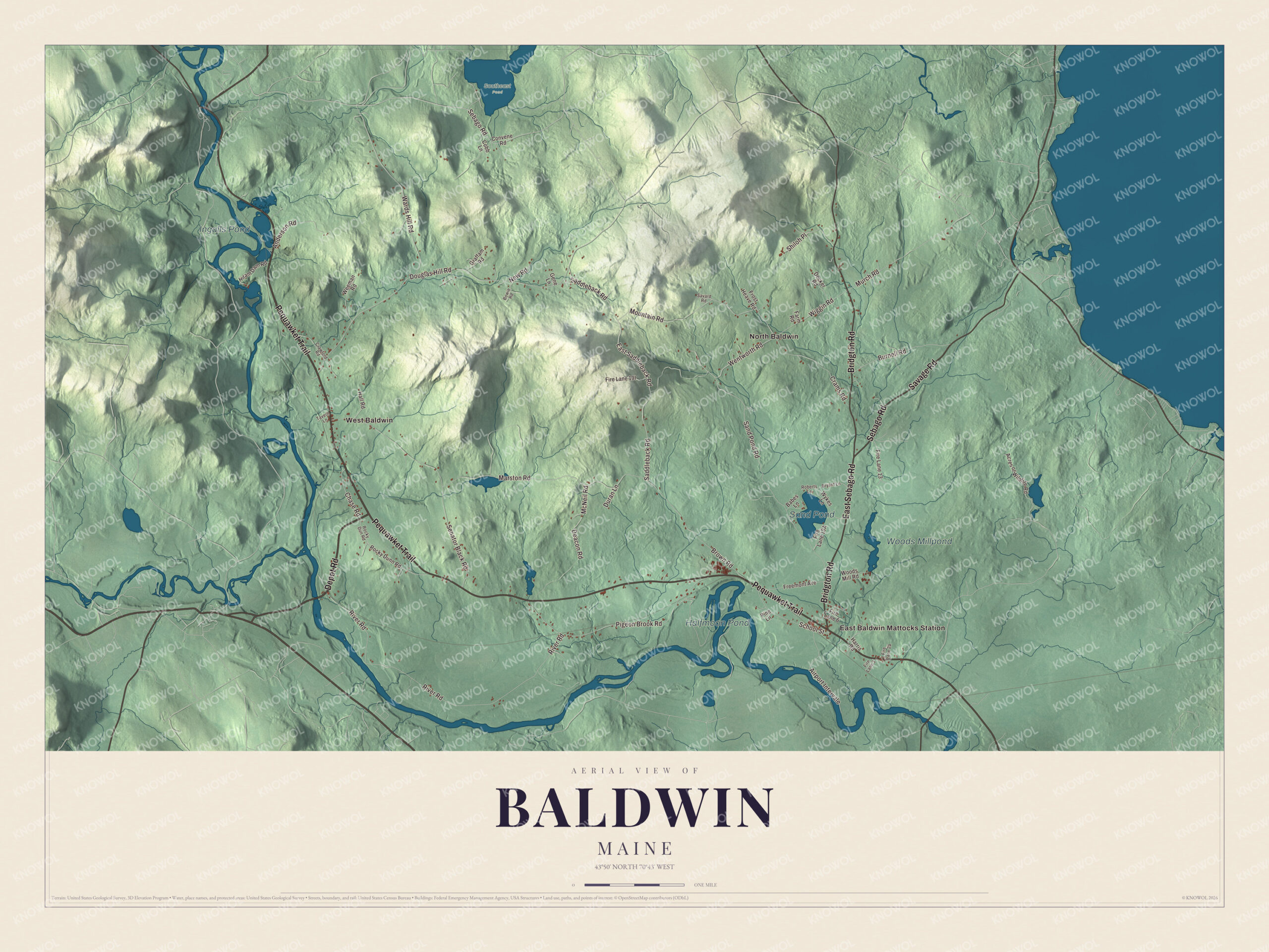 Protected watermarked complete map of Baldwin, Maine