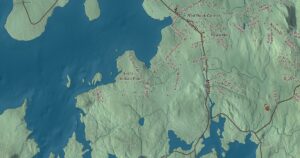 Close-up of the Bar Harbor, Maine aerial map