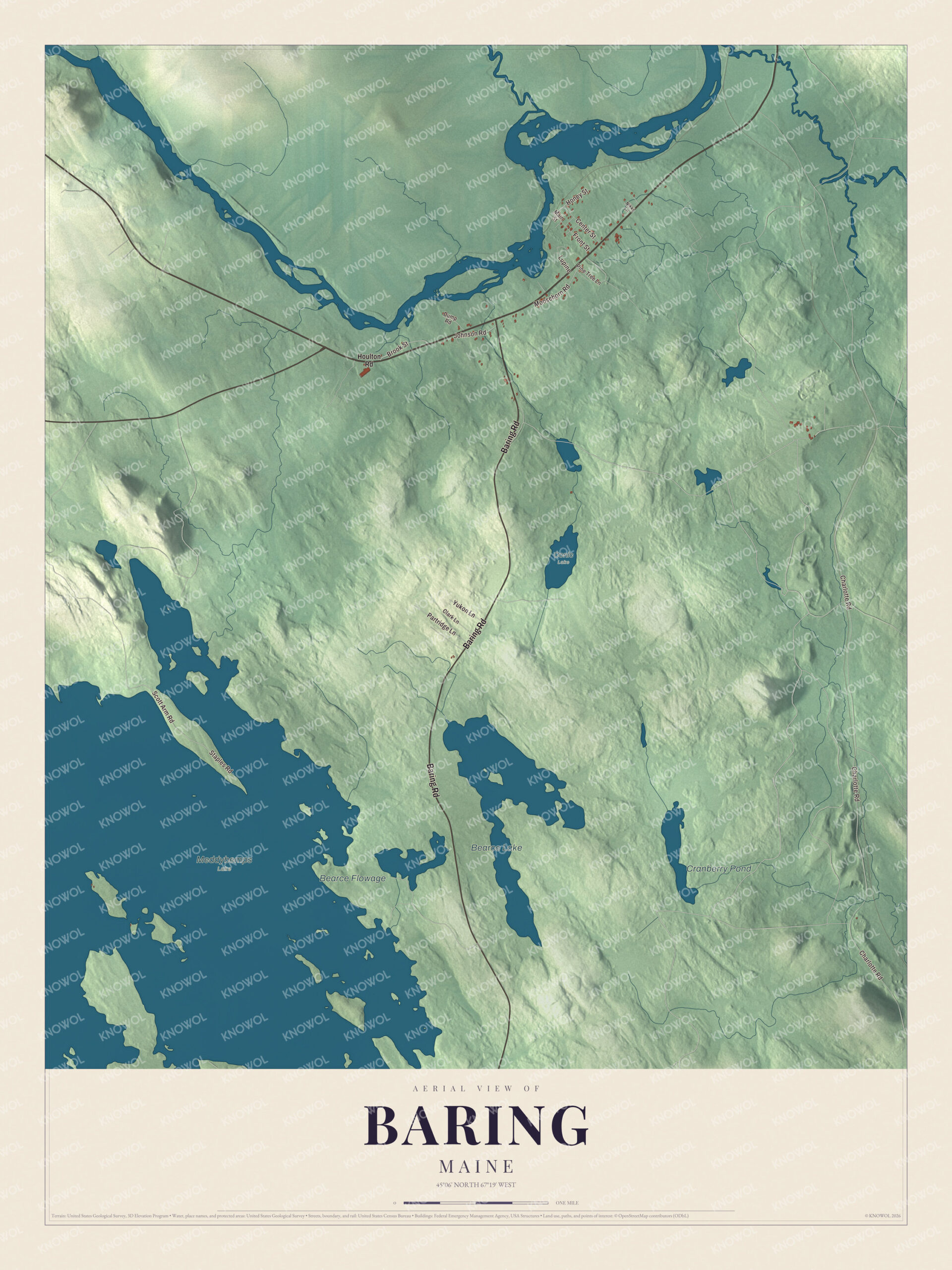 Protected watermarked complete map of Baring, Maine